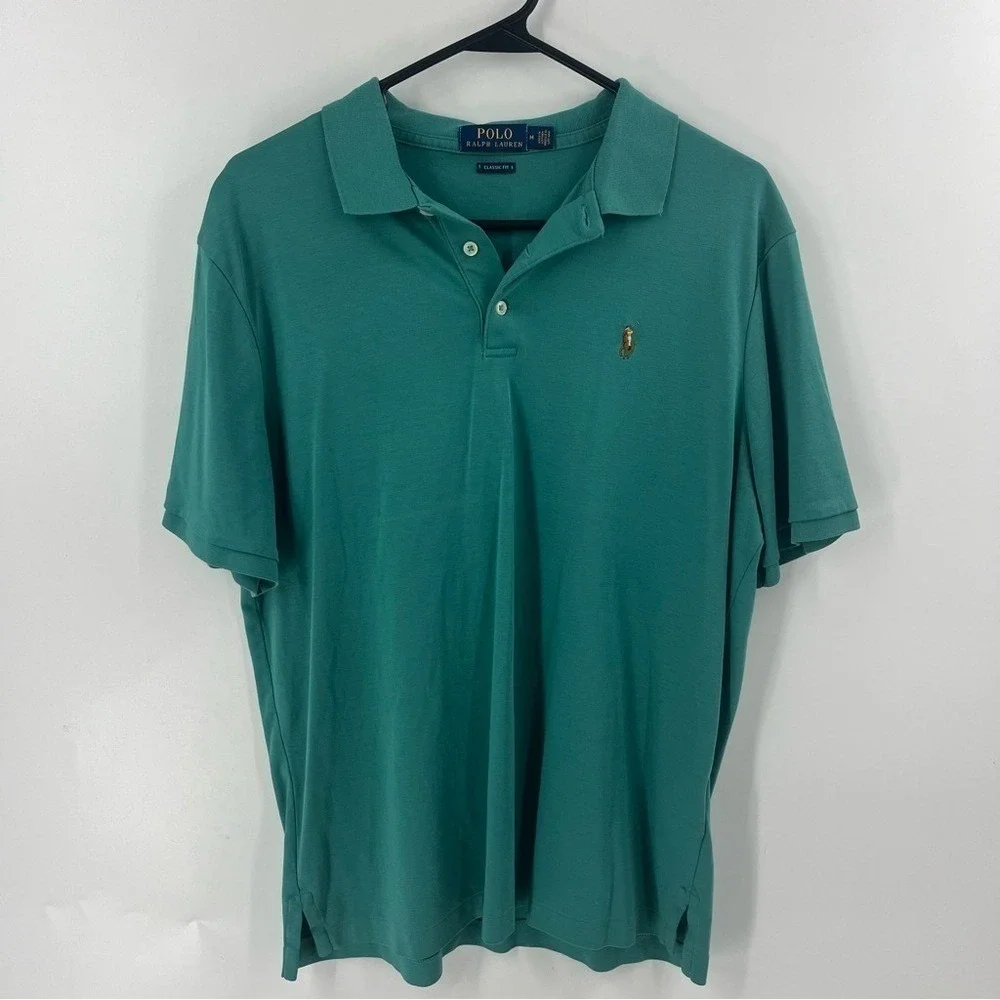 Polo‎ Ralph Lauren Mens Classic Fit Short Sleeve Cotton Polo Shirt Teal Green M